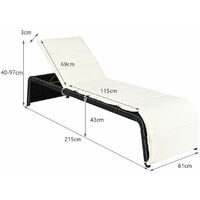 Outdoor Rattan Reclining Chair Patio Chaise Lounge Wicker Sofa Sun Bed W/Cushion