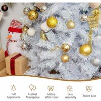 4FT White Artificial Christmas Tree Hinged Full Xmas Pine Tree Home Decoration