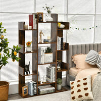 13-Shelf Industrial Bookcase Tree-Shaped Side Storage Bookshelf Display Rack