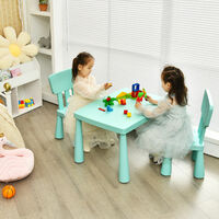 COSTWAY Kids Table and Chair Set, Children Multi Activity Desk with 2 Chairs, 3-Piece Toddler Furniture Set for Eating, Drawing, Writing, Craft, Snack Time, 77 x 55 x 50 cm (Green)