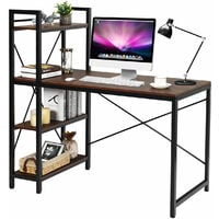 Wooden Computer Desk Writing Table Workstation W/ 4-Tier Reversible Bookshelf