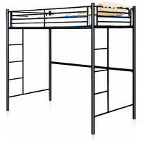 3.5FT Twin Metal Loft Bed Frame High Sleeper Bunk Bed Study Desk Cabin Bed Solid