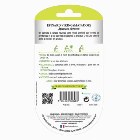Semillas De Espinaca Viking De Verano - Pack De 1,000 Semillas, Variedad Matador, Sin Marca