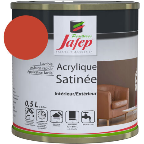 Pintura acrílica satinada roja brillante Jafep 0,5 L