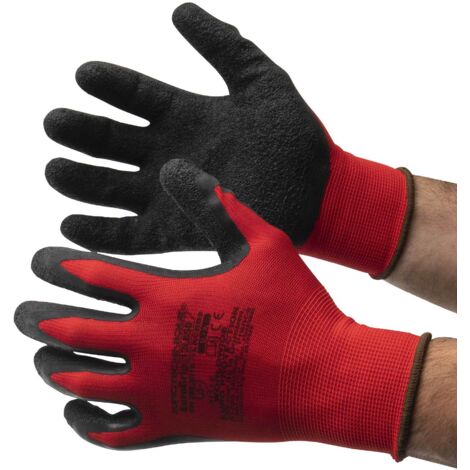Guantes para todo tipo de trabajos rojos y negros Tamaño 8