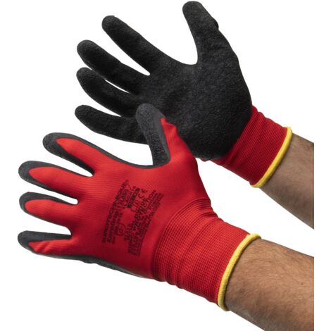 Guantes para todo tipo de trabajos rojos y negros Tamaño 10