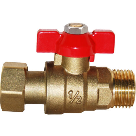 Válvula de salida del colector con tuerca móvil roja Rosca Macho/Hembra 15x21 mm