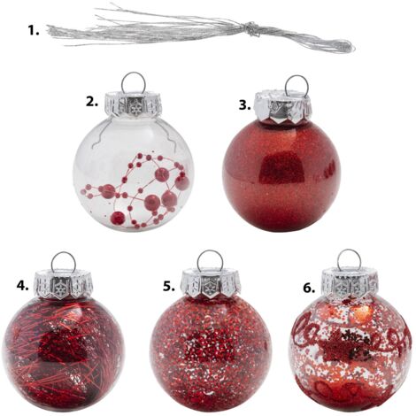 Bolas de Navidad brillantes de 6 cm  25 uds rojo