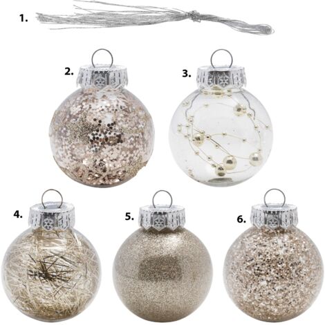 Bolas de Navidad brillantes de 6 cm  25 uds champán