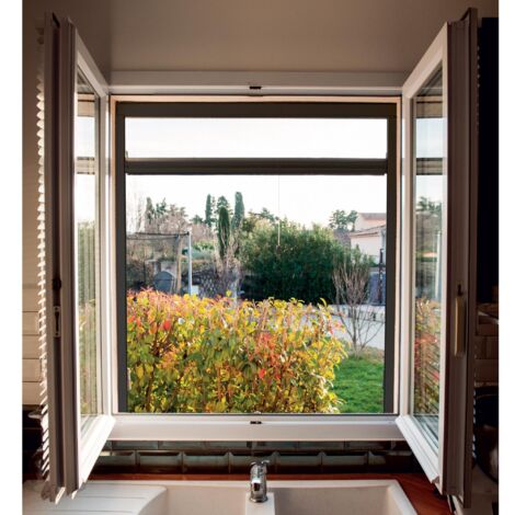 Mosquitera enrollable para ventana de aluminio gris antracita 130 x 160 cm