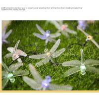 Guirlandes lumineuses à libellules solaires à LED, boîtier de batterie USB, lumières étanches à l'eau, cour de jardin, lumières de décoration de Noël (couleur [deux modes solaires] 5 mètres 20 lumières)