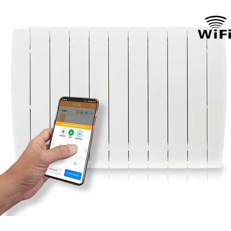 HJM Emisor Térmico Cerámico Bajo Consumo OPTIMA 1500 WiFi, Programación 24/7, Funciones Ahorro, Comandos de VOZ, 1500W, Blanco