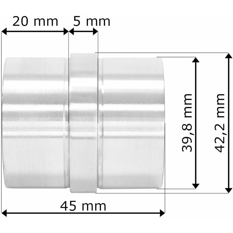 Edelstahl Rohr Verbinder Rohrverbinder mit Mittelsteg für 42,2 mm
