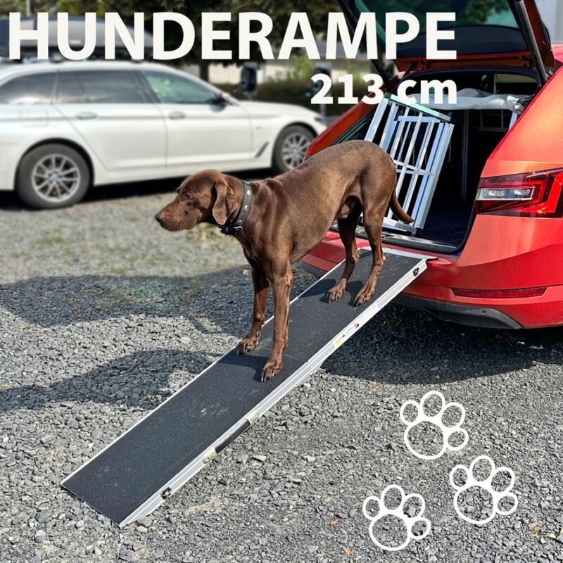 Hunderampe Hundetreppe Auto Kofferraum Treppen Rampe Einstiegshilfe für  Hunde Klappbar Aluminium Auswahl Längen 213 cm Petigi