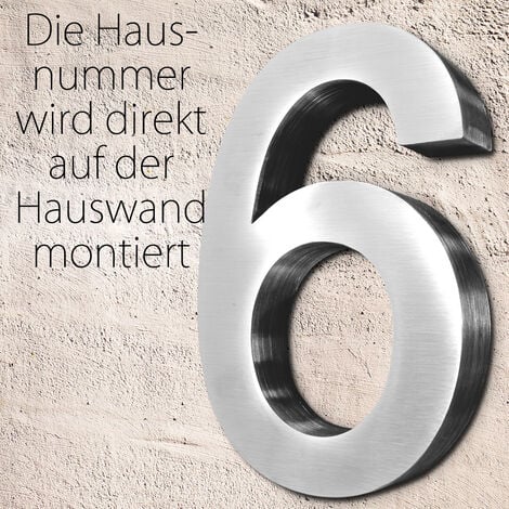 Edelstahl Hausnummer 20 cm Groß Gross Haus Nummer 6 Zahlen