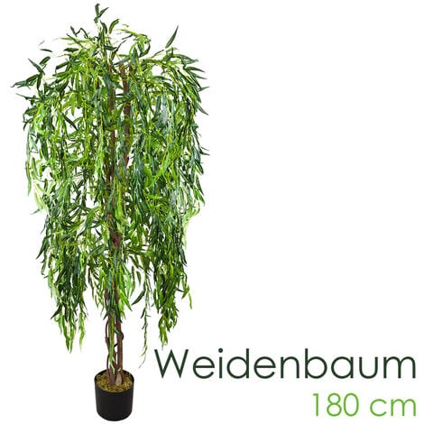 Weide Weidenbaum Kunstpflanze Kunstbaum Künstliche Pflanze mit Echtholz