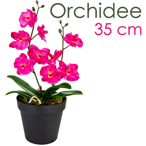 Künstliche Blumen Orchidee Orchideen Pflanzen Kunstpflanze Kunstblumen  Künstlich Pflanze Rosa Pink mit Topf Deko 35 cm Decovego