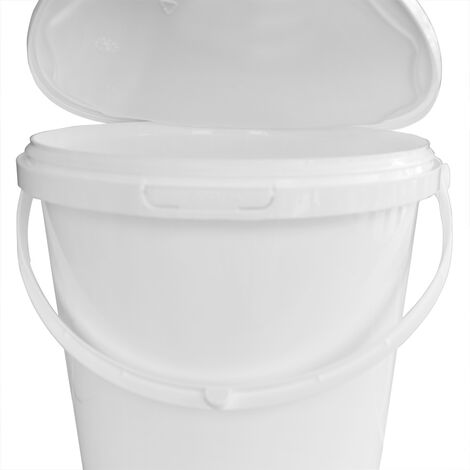 Eimer mit Deckel 5 Liter lebensmittelecht Behälter Plastikeimer Weiss  Aufbewahrung Verschließbar Kunststoff Henkel Plastik Farbeimer  Kunststoffeimer