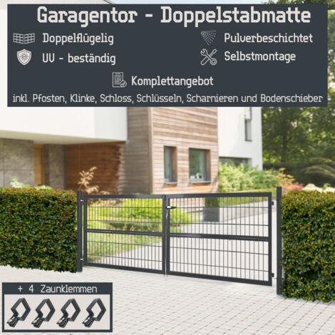 Gartentor Tor Gartenzaun Zaun 300x100 cm Doppelflügelig Gartentür aus