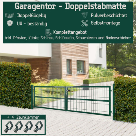 V2Aox Gartentor 300x140 Cm - Doppelflügeliges Metalltor Für Stabmattenzaun