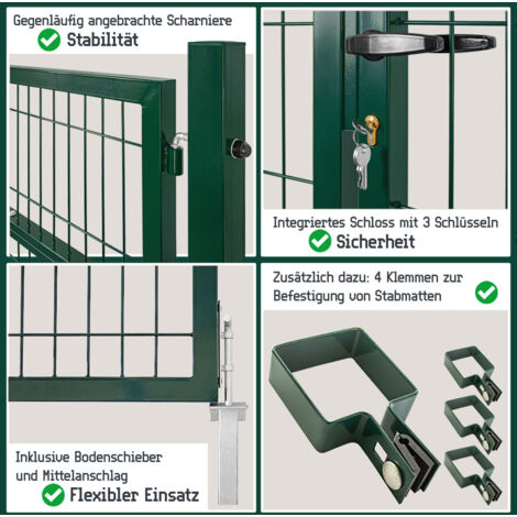 Gartentor Tor Gartenzaun Zaun 300x160 cm Doppelflügelig Gartentür aus