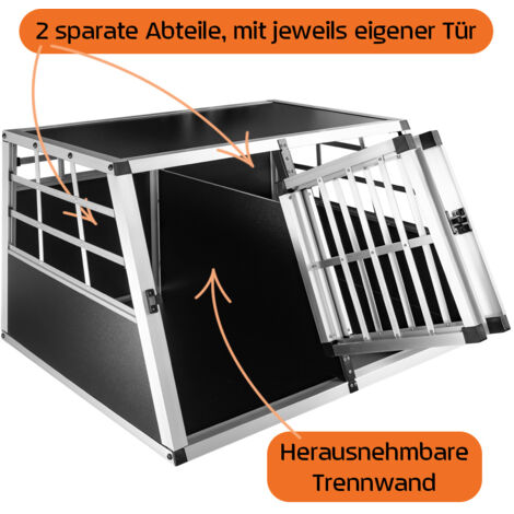 Hundebox Hundetransportbox Auto Alu Hunde Transportbox Aluminium Kofferraum Transport Box für Hund Dog Autobox 89 x 69 x 50 cm Haustier Käfig Petigi