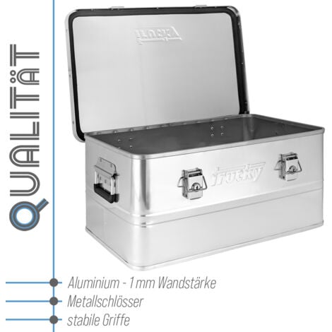 Aluminium Box mit Deckel Silber Alu Kiste Box Alukiste 50 Liter Transportbox Metallbox Alu Aufbewahrungsbox Boxen Abschliessbar Metallkiste Trucky