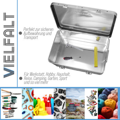 Aluminium Box mit Deckel Silber Alu Kiste Box Alukiste 50 Liter Transportbox Metallbox Alu Aufbewahrungsbox Boxen Abschliessbar Metallkiste Trucky