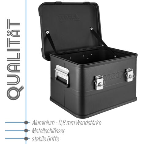 Aluminium Box mit Deckel Schwarz Alu Kiste Box Alukiste 30 Liter Transportbox Metallbox Alu Aufbewahrungsbox Boxen Abschliessbar Metallkiste Trucky