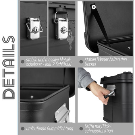 Aluminium Box mit Deckel Schwarz Alu Kiste Box Alukiste 30 Liter Transportbox Metallbox Alu Aufbewahrungsbox Boxen Abschliessbar Metallkiste Trucky