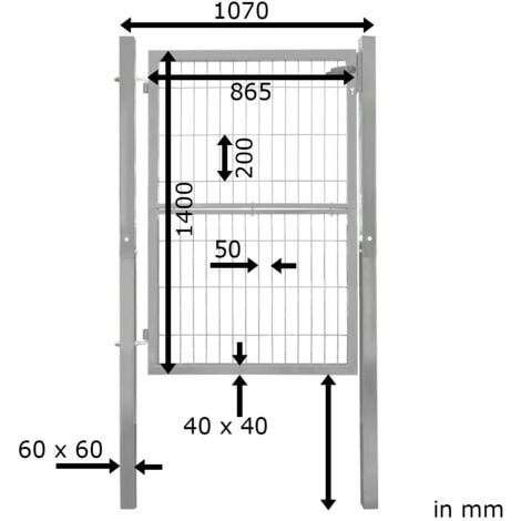 Gartentor Tor für Gartenzaun Zaun 140 cm hoch Gartentür aus Metall für
