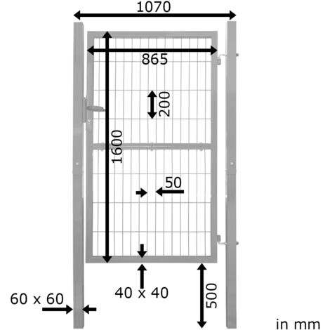 Gartentor Tor für Gartenzaun Zaun 160 cm hoch Gartentür aus Metall für