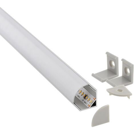 KIT - Perfil aluminio TEITO para tiras LED, 2 metros, blanco - LE