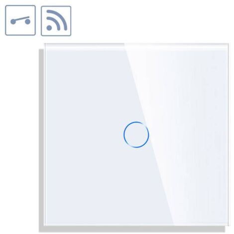 Interruptor / Conmutador táctil + WiFi KOOB frontal cristal blanco