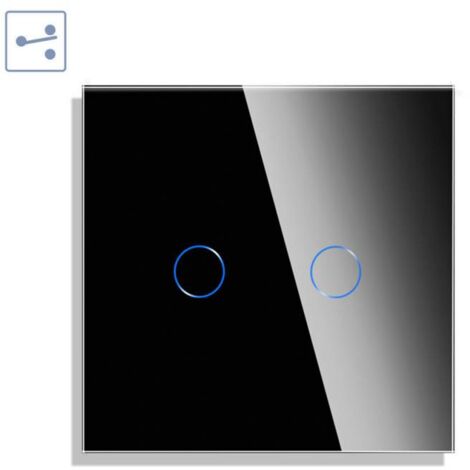 Conmutador táctil doble KOOB frontal cristal negro