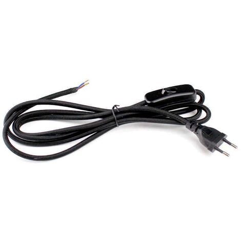 Casquillo E27 con cable de PVC, interruptor y enchufe Negro