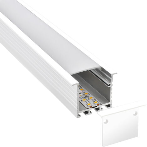KIT - Perfil aluminio SERK para tiras LED, 2 metros, blanco - LED
