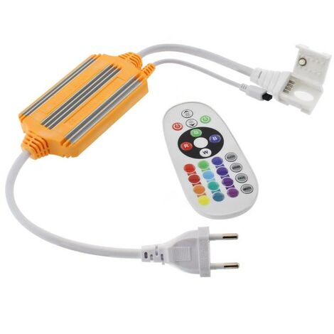 Controlador IR tira led 220V RGB 1500W, IP67, conectores rápidos