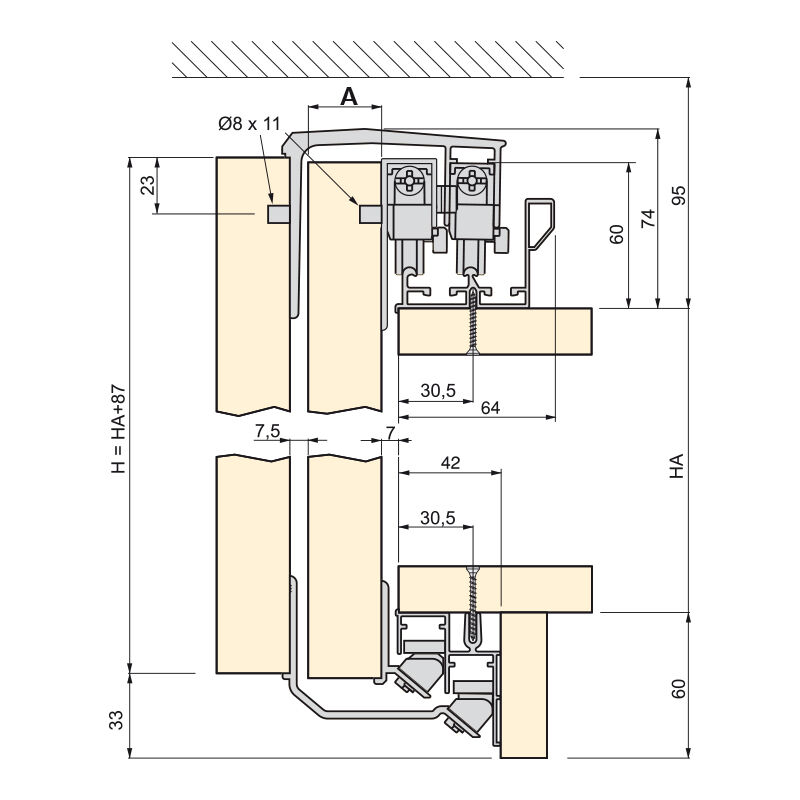 Kit herraje Space para puertas correderas