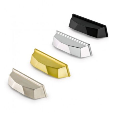 Tirador Shell 3961 - Oro cepillado. 101x26x29mm. Entrepuntos 64mm.