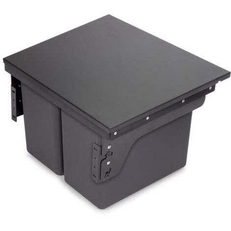 Emuca Contenedor de reciclaje para fijación lateral en mueble de cocina Recycle 2x24litros, Acero, Plástico gris antracita - (1/5)