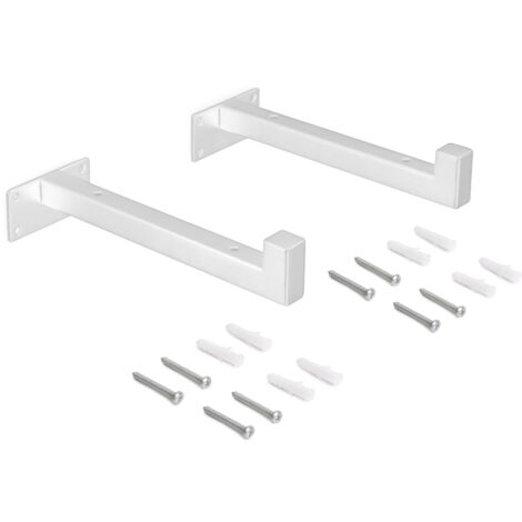 Emuca Juego de soportes para estante de madera Shelf recto de tubo cuadrado, Acero, Pintado blanco -