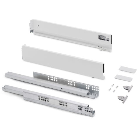 Emuca Cajón exterior Vertex con regulación 3D de altura 83mm, 40kg, profundidad 500mm, Acero, Pintado blanco