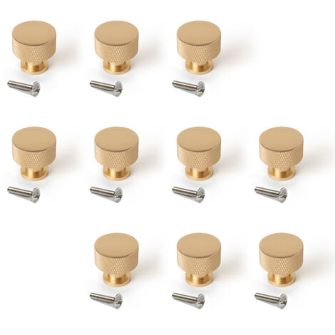 Emuca Lote de 10 pomos para mueble Argos, diámetro 30mm, Aluminio, Oro -