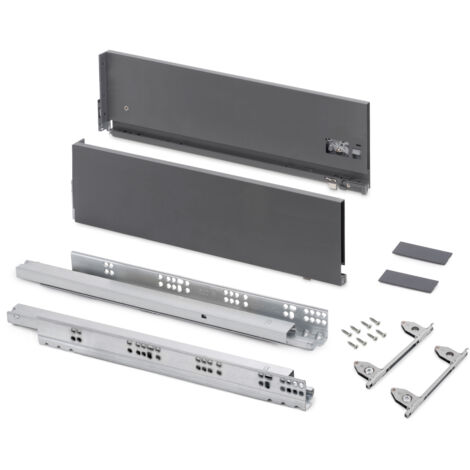 Emuca Cajón exterior Vertex con regulación 3D de altura 178mm, 60kg, profundidad 500mm, Acero, Gris antracita - (1/5)