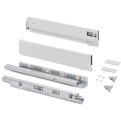 Emuca Cajón exterior Vertex con regulación 3D de altura 93mm, 60kg, profundidad 500mm, Acero, Pintado blanco -