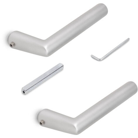 Emuca Manivelas para cerraduras de puertas de cristal de paso, forma L-R, aluminio, Acabado anodizado mate - (1/5)