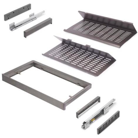 Emuca Kit de cajón zapatero extraíble para armarios Quartz, regulable, módulo 700mm, Acero, aluminio y plástico, Titanio -