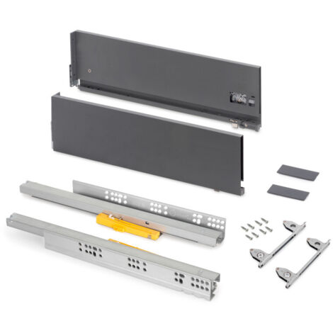 Emuca Cajón exterior Vertex Push Sincro con regulación 3D de altura 178mm, 40kg, profundidad 450mm, Acero, Gris antracita - (1/5)