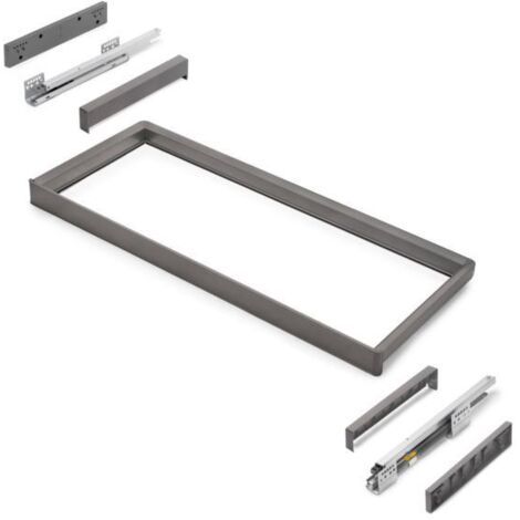 Emuca Bastidor con guías de cierre suave y extracción total para accesorios de armario Quartz, 912-938mm, Aluminio y Plástico, Titanio -